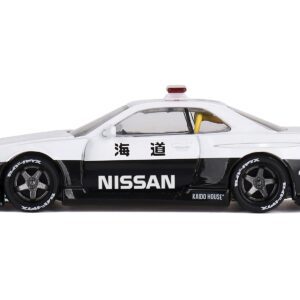 Nissan Skyline GT-R (R34) “Kaido Works (V2 Aero)” RHD (Right Hand Drive) Black and White “Japan Police” (Designed by Jun Imai) “Kaido House” Special 1/64 Diecast Model Car by Mini GT