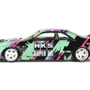 Nissan Skyline GT-R (R33) “HKS V1” RHD (Right Hand Drive) Black with Graphics (Designed by Jun Imai) “Kaido House” Special 1/64 Diecast Model Car by Mini GT