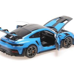 2024 Porsche 911 (992) GT3 RS “Weissach Package” Blue with Carbon Top and Hood Stripes Limited Edition to 200 pieces Worldwide 1/18 Diecast Model Car by Minichamps