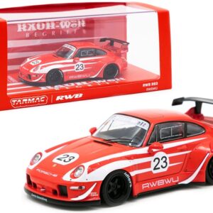 Porsche RWB 993 #23 “RWBWU” Red with White Stripes “RAUH-Welt BEGRIFF” 1/43 Diecast Model Car by Tarmac Works