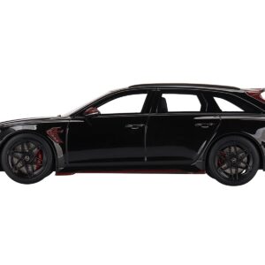 Audi RS6 ABT “Johann Abt Signature Edition” Black with Red Carbon Accents 1/18 Model Car by Top Speed