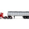 Kenworth T800 Tag Axle Red with White Chemical Tanker Trailer 1/87 (HO) Plastic Model Car by Promotex