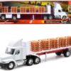 Freightliner Century Class S/T Flatbed Truck White with Pallet Accessories “Long Haul Trucker” Series 1/32 Diecast Model by New Ray