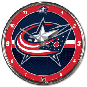 Columbus Blue Jackets Clock Round Wall Style Chrome