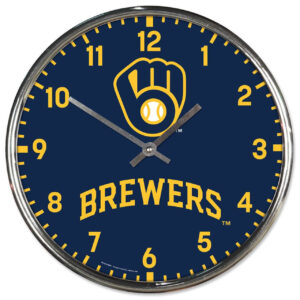 Milwaukee Brewers Clock Round Wall Style Chrome