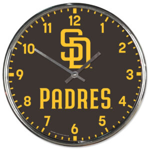 San Diego Padres Clock Round Wall Style Chrome