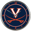 Virginia Cavaliers Clock Round Wall Style Chrome