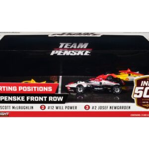 “108th Indianapolis 500” (2024) “All Penske Front Row” Set of 3 IndyCars 1/64 Diecast Model Cars by Greenlight