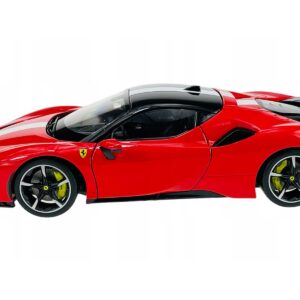 Ferrari SF90 Stradale Assetto Fiorano Red with White Stripes “Signature Series” 1/18 Diecast Model Car by Bburago