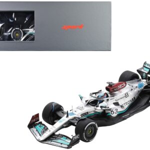 Mercedes-AMG W13 E Performance #63 George Russell “Petronas” Formula One F1 Belgian GP (2022) with Acrylic Display Case 1/18 Model Car by Spark