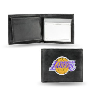 Los Angeles Lakers Wallet Billfold Leather Embroidered Black