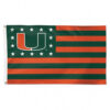 Miami Hurricanes Flag 3×5 Deluxe Style Stars and Stripes Design – Special Order