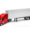 Freightliner Cascadia Truck Red with Gray Container “Transporter” Series 1/32 Diecast Model by Welly