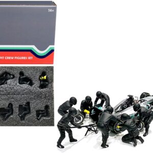 Formula One F1 Pit Crew 7 Figurine Set Team Black Release II for 1/43 Scale Models by American Diorama