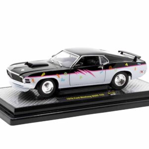 1970 Ford Mustang BOSS 429 “Pro Street” Black and Gray with Graphics Limited Edition to 6650 pieces Worldwide 1/24 Diecast Model Car by M2 Machines