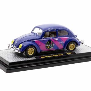 1952 Volkswagen Beetle Deluxe Model “Maui & Sons” Purple Metallic with Graphics Limited Edition to 6650 pieces Worldwide 1/24 Diecast Model Car by M2 Machines