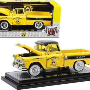 1958 Chevrolet Apache Cameo Pickup Truck “Mooneyes” Yellow and Black Limited Edition to 7000 pieces Worldwide 1/24 Diecast Model Car by M2 Machines