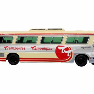 Dina 323 G2 Olimpico Coach Bus “Transportes Tamaulipas: Reynosa” Cream and Silver with Red Stripes “The Bus & Motorcoach Collection” 1/43 Diecast Model by Iconic Replicas