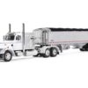 Peterbilt 359 with 60″ Vintage Sleeper and 43′ Wilson High Side Grain Trailer White and Chrome 1/64 Diecast Model by DCP/First Gear