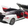 Aston Martin DB11 Morning Frost White Metallic with Black Top and Red Interior 1/18 Model Car by Autoart