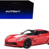 2017 Chevrolet Corvette C7 Grand Sport Red with White Stripe and Black Fender Hash Marks 1/18 Model Car by Autoart