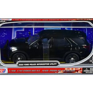 2022 Ford Police Interceptor Utility Unmarked Slick-Top Black 1/24 Diecast Model Car by Motormax