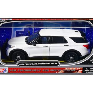 2022 Ford Police Interceptor Utility Unmarked Slick-Top White 1/24 Diecast Model Car by Motormax