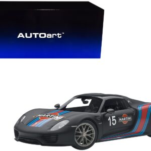 Porsche 918 Spyder Weissach Package Black/ Martini Livery #15 1/18 Model Car  by Autoart