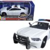 2011 Dodge Charger Pursuit Police Car White with Flashing Light Bar, Front and Rear Lights and 2 Sounds 1/24 Diecast Model Car  by Motormax