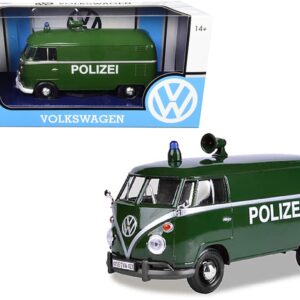 Volkswagen Type 2 (T1) Police Van “Polizei” Dark Green 1/24 Diecast Model Car by Motormax