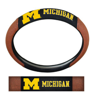 Michigan Wolverines Steering Wheel Cover Premium Pigskin Style