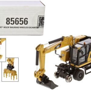 CAT Caterpillar M323F Railroad Wheeled Excavator with 3 Accessories (CAT Yellow Version) “High Line” Series 1/87 (HO) Scale Diecast Model by Diecast Masters