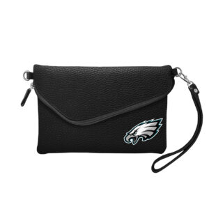 Philadelphia Eagles Purse Pebble Fold Over Crossbody Black – Special Order