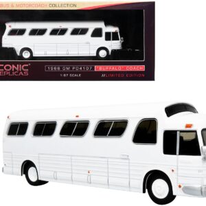 1966 GM PD4107 “Buffalo” Coach Bus Blank White “Vintage Bus & Motorcoach Collection” 1/87 Diecast Model by Iconic Replicas