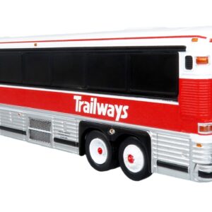 2001 MCI D4000 Coach Bus “Trailways – Blue Ridge” White and Red “Vintage Bus & Motorcoach Collection” Limited Edition to 504 pieces Worldwide 1/87 (HO) Diecast Model by Iconic Replicas