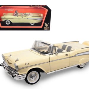 1957 Chevrolet Bel Air Convertible Cream 1/18 Diecast Model Car by Road Signature