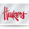 Nebraska Cornhuskers License Plate Laser Cut Silver