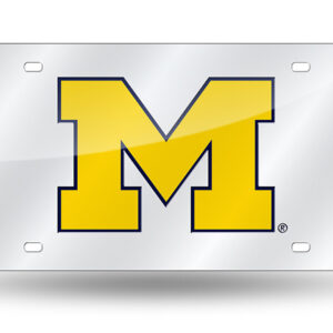 Michigan Wolverines License Plate Laser Cut Silver