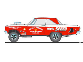 1965 Plymouth AWB “Mister Speed” Red and White with Graphics Limited Edition to 378 pieces Worldwide 1/18 Diecast Model Car by ACME