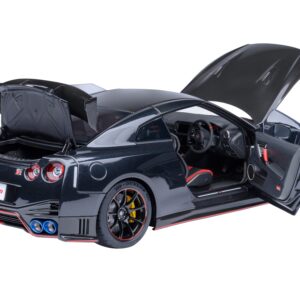 2022 Nissan GT-R (R35) Nismo Special Edition RHD (Right Hand Drive) Meteor Flake Black Pearl with Carbon Hood and Top 1/18 Model Car by Autoart