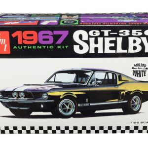 Skill 2 Model Kit 1967 Ford Mustang Shelby GT350 White 1/25 Scale Model by AMT