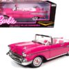 1957 Chevrolet Bel Air Convertible Pink “Barbie” “Silver Screen Machines” 1/18 Diecast Model Car by Auto World