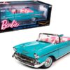 1957 Chevrolet Bel Air Convertible Aqua Blue with Pink Interior “Barbie” “Silver Screen Machines” 1/18 Diecast Model Car by Auto World