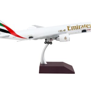 Boeing 777F Commercial Aircraft “Emirates Airlines – SkyCargo” White with Striped Tail “Gemini 200 – Interactive” Series 1/200 Diecast Model Airplane by GeminiJets