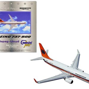 Boeing 737-800 Commercial Aircraft “Hapag-Lloyd” White with Orange and Blue Stripes 1/400 Diecast Model Airplane by GeminiJets