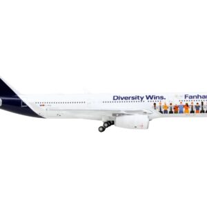 Airbus A330-300 Commercial Aircraft “Lufthansa – Fanhansa Diversity Wins” White with Blue Tail 1/400 Diecast Model Airplane by GeminiJets