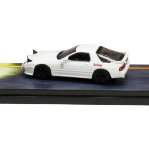 Mazda RX-7 (FC3S) RHD (Right Hand Drive) White “RedSuns” with Ryosuke Takahashi Driver Figure “Initial D” (1995-2013) Manga 1/64 Diecast Model Car by Hobby Japan