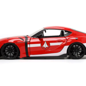 2020 Toyota Supra Red with Graphics and Miriya Sterling Diecast Figurine “Robotech” “Hollywood Rides” Series 1/24 Diecast Model Car by Jada