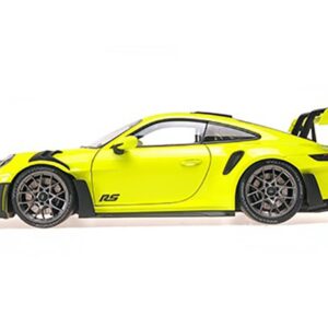 2024 Porsche 911 GT3 RS Acid Green with Carbon Top and Hood Stripes Limited Edition to 400 pieces Worldwide 1/18 Diecast Model Car by Minichamps