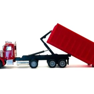 Peterbilt 367 Roll-Off Dump Truck Red with Red Box 1/87 (HO) Plastic Model Car by Promotex